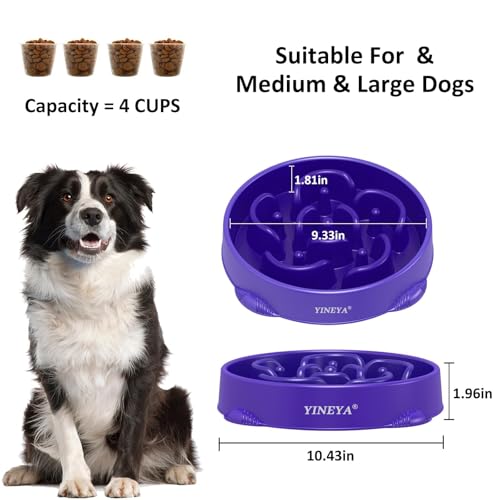 YINEYA 4 Cups Langsame Fütterung Hundenapf, Anti Schling Interaktiver Hundenapf,Antischlingnapf Hunde, Hundezubehör, Das Fressen verlangsamt, 2 Stück