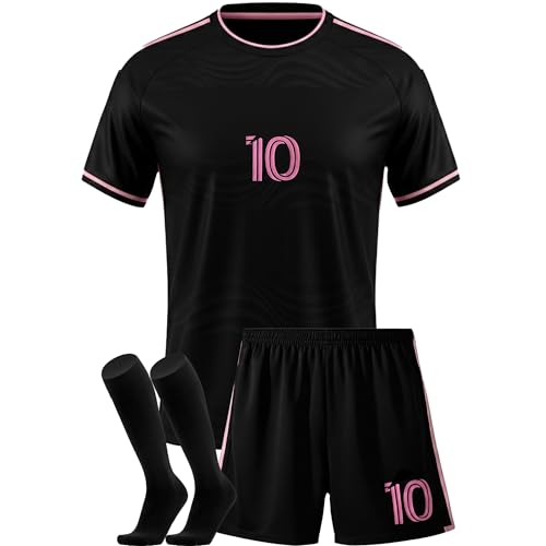 Boys Girls Soccer Jerseys Kids Set: Home Team Kit (Jersey+Shorts+Socks) & Casual Graphic Tee - Youth Sizes (Pink 6-7 years)