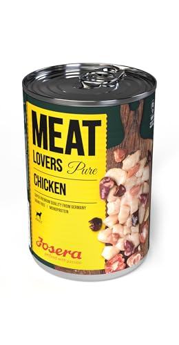 Josera Meat Lovers Pure Chicken | Nassfutter für Hunde | hoher Fleischanteil | getreidefrei | leckeres Huhn | Alleinfuttermittel | 6 x 400 g