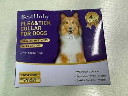Flea and Tick Collar for Dogs 4 Packs,Dog Collars with Natural Essential Oils,Waterproof, Adjustable for Small Medium Large Dogs,Safe for Puppies