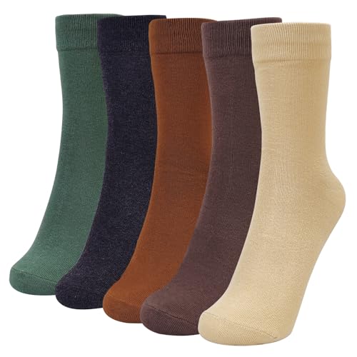Image of Women's Premium Combed Cotton Socks - Soft Above Ankle Crew Socks for Women, Durable Comfortable Cotton Blend, Pack of 5 Pairs, Size 6-12, Ideal for Daily Wear