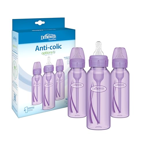 Dr. Brown's Anti-Colic Options+ Narrow Baby Bottles, Purple, 8 oz, 3-Pack - image 7