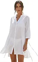 Saída De Praia Chemise Túnica Feminina Tecido Viscose Cores Lisas com Fechamento de Botão Bolsos e Amarração Traseira Afina Cintura