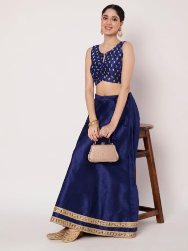 Image of studio rasa Women's Dupion Hand Block Printed Readymade Top for Festive Wedding Party