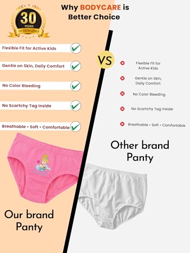 Image of BODYCARE Kids Girls Frozen Printed Panty Ultrasoft Underwear 100% Cotton Soft Comfortable | Skin Friendly | Innerwear Pack of 3-Assorted