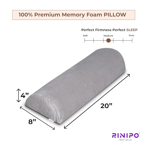 Image of Orthopaedic Leg Support Memory Foam Half Moon Bolster (Grey) - 2 Year Warranty Knee Pain Relief for Side Sleepers Back Alignment Roll for Sleeping & Office Sitting Washable Velvet Cover