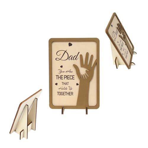 Wisafory Regalo para papá, marco de fotos de madera natural con grabado, carteles con huellas de manos, decoración de mesa tridimensional, regalo para papá y padre para cumpleaños, día del padre
