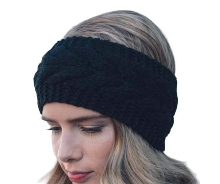 Winter Woolen Headband for Women and Girls Knitted Cris Cross Hair Band for Spa Casual Ear Warmer Earmuff Freesize (Brown)