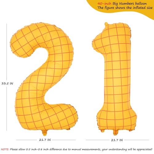 Image of 40 inch Large Number Balloon 21 Toy Inspired Story Yellow Birthday Balloon | Western Rodeo Party Supplies Boy Girl Story Anniversary Kids Birthday Party Cowboy Farm Themed Baby Welcome Decorations