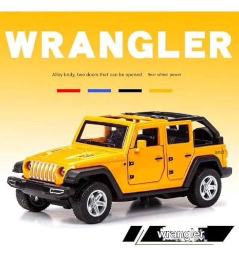 Image of SHAKTISM Die-Cast Metal Car Toy -1:36 Scale, Opening Doors, Pull Back Function, Collectible Toy, Racing Car for Kids Birthday Gift for Boys Girls (Yellow Wrangler Diecast)