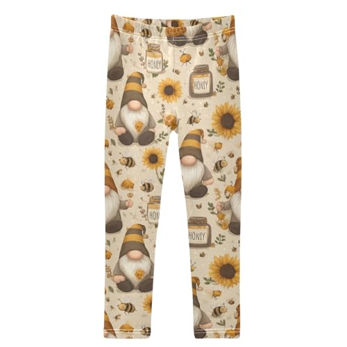 Cute Gnomes Sunflowers Bees Girls Leggings Kids Yoga Pants Dance Active Tights 4T