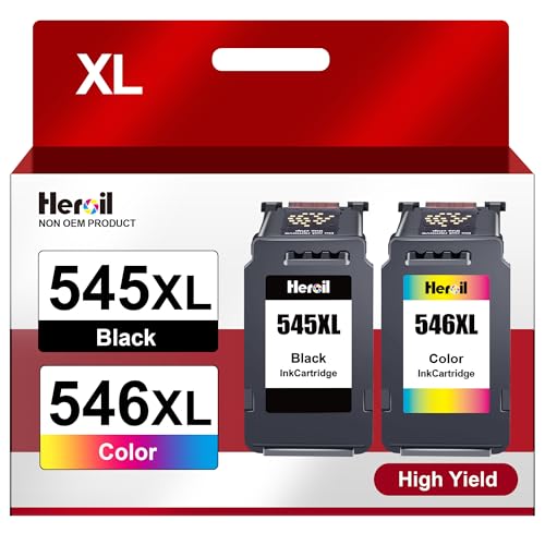 Heroil PG-545XL CL-546 XL Reemplazo para Canon 545 546 Tinta Impresora para Canon 545 y 546 XL para Canon Pixma TS3350 TS3355 TS3150 TS3400 TS3450 TR4650 TR4651 TR4550 TR4551 MG2550s MG2950 (2-Pack)