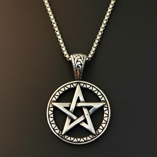 Image of THE MEN THING ARCANE STAR - 34mm Titanium Steel Pendant with 24inch Round Box 4mm Chain for Men & Boys