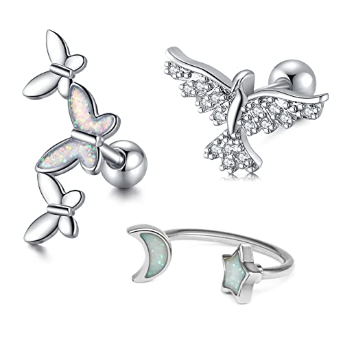 Zolure 16G Piercing Tragus pour Femmes Aigle Papillon Tragus Piercing Bijoux Tragus Bar Helix Cartilage Conque Boucle d'oreille Cerceau en Acier Inoxydable Cover