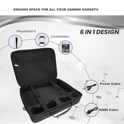 Image of New World Storage Bag for PS5 Slim , Carrying Case for PS5 Slim Console, Hard Shell Protective Case Travel Bag for PlayStation 5 Slim Console Disc /Digital Edition - Black