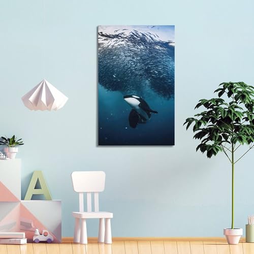 Toile épaulards design moderne pour ambiance zen de chambre