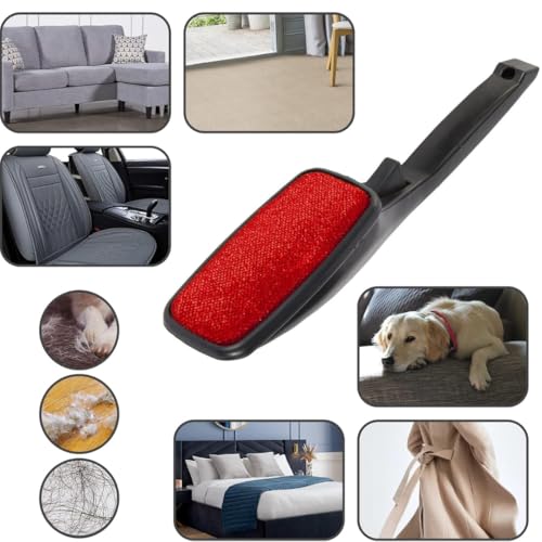 PARENCE.- rotierende Anti-Fussel-Bürste - einfache Entfernung von Haaren und Flusen - vielseitige und effektive Bürste auf Allen Textilien, Noir Et Rouge, M