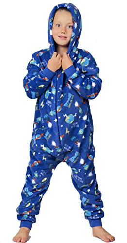 Mono para niño o niña, súper suave, astronauta cósmico, regalo de ciencia de cohete espacial, todo en uno, pijama de forro polar para niños de 2 a 13 años, Cosmic Space, 10-11 Años Cover