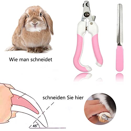 WoYous Kaninchen-Pflegebürste, kleines Haustier-Haarbürsten-Set, Kaninchenbürste, Massagebürste, Häschen-Nagelknipser, kleines Haustier-Pflegebürsten-Set für Katzen, Welpen, Kaninchen, Hamster, Rosa