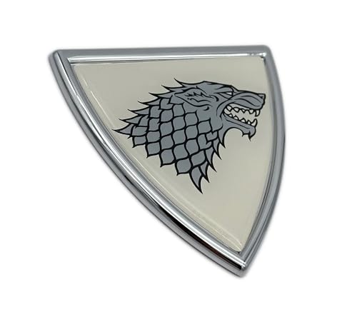 Image of Elektroplate Officially Licensed Game of Thrones House Stark Sigil Shield All Metal Chrome Emblem for Cars, Trucks, and All Auto | Universal Fit at 3.0 inch x 2.9 inch | Weatherproof