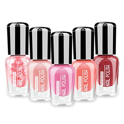 Abitzon Non Toxic Nail Polish Set Eco Friendly Easy Peel Off & Quick Dry Water Based Nail Polish (5 Bottles)