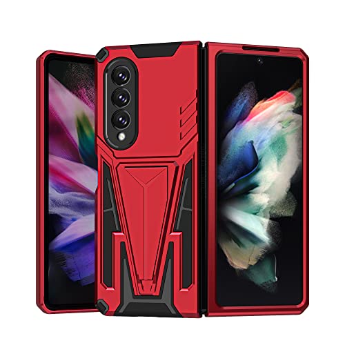 YukeTop Housse étui pour Samsung Galaxy Z Fold3 5G Coque, PC Dur + TPU Souple, Support Invisible, Feuille de Fer Magnétique, Anti-Chute, Étui Cover pour Samsung Galaxy Z Fold3 5G.(Rouge) Cover