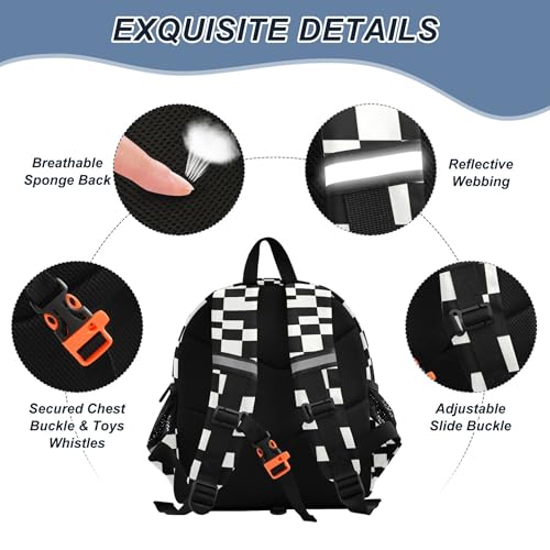 Black White Buffalo Check Plaid Toddler Backpack for Girls Boys,Preschool Kindergarten Backpacks B04039392