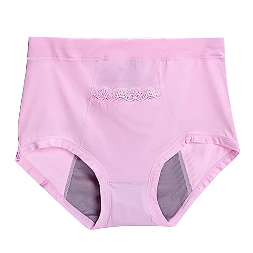 Bragas Menstruales Ropa Interior Textil Grande para Mujer, Bolsillo para La Menstruación, Bebé Cálido, Cintura Alta, Antifugas Laterales Braguitas Mujer (Pink, L)