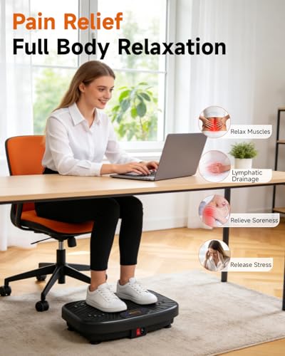 Image of Vibration Plate Exercise Machine, Vibrating Platform for Lymphatic Drainage with 200 Adjustable Speeds, Power Vibration Plate for Weight Loss & Fitness, Supports Max Weight 450 Lbs