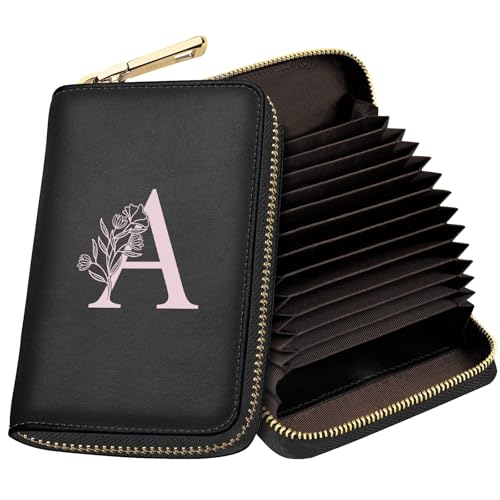 Zipper Wallet Women, Credit Card Holder, Small Accordion Card Cases Holder, RFID Blocking Wallet, Letter Business Card Cases (A)