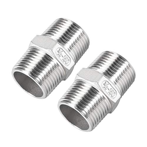 uxcell Stainless Steel 304 Cast Pipe Fittings Coupling 3/4 X 3/4 G Male 2pcs