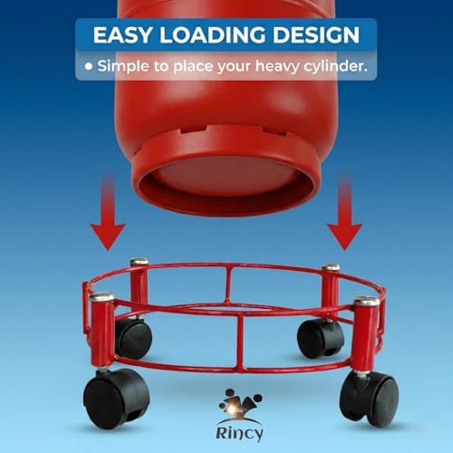 Image of Rincy Stainless Steel Wheel LPG Gas Cylinder Trolley with 4 Wheels (1 Pc) - WSG Gas Cylinder Trolley (Multicolor, Pack of 1)