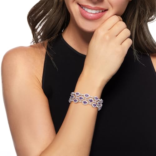 Ross-Simons 9.00 ct. t.w. Amethyst 3-Row Bracelet With Single Diamond in Sterling Silver2