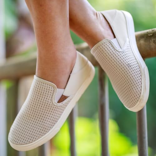 OluKai Pehuea Women's Slip On Sneakers, Casual Everyday Shoes with Easy On & Off Design, Breathable Mesh & Drop-In Heel, All-Day Comfort & Support, Tapa/Tapa, 6 - image 8