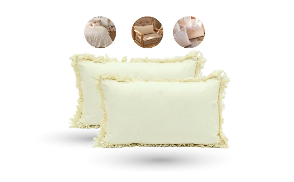 Juego de 2 Cojines 30x50cm 80% Poliéster + 20% Algodón para Sofa con Relleno Incluido Extra Suave al Tacto, Cojines Estampado Decorativo Hogar - Beige
