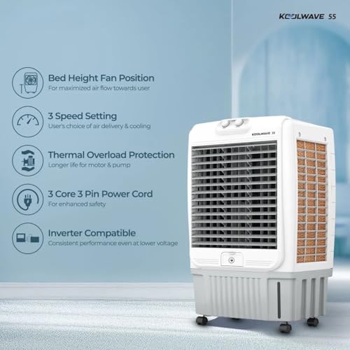 Image of Havells KoolWave 55 L Desert Air Cooler (White Grey)