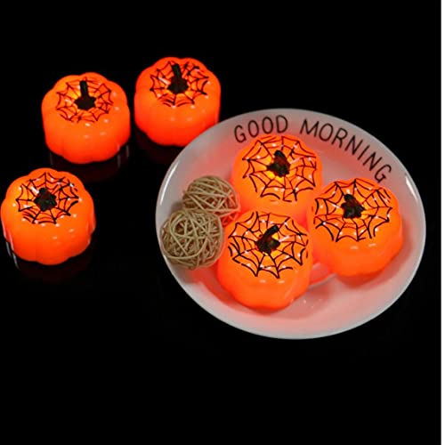 Pompoen Light LED Battery Tea Lights Flameless Halloween Pumpkin Candles verzachten The Light Orange 12st - Image 6