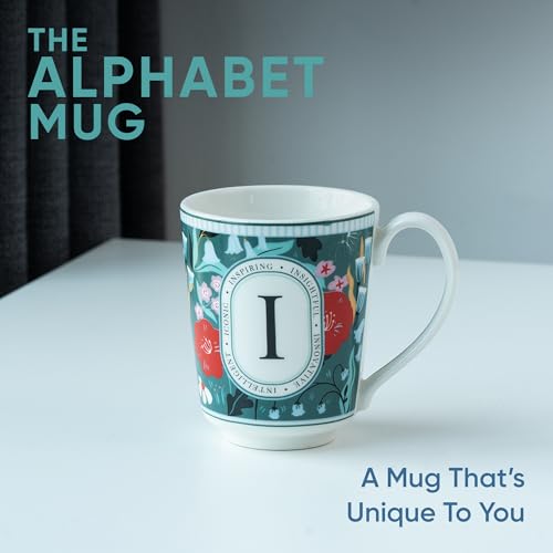 Image of Shay Alphabet Mug 300ml, Letter I Printed Coffee Mug for Girls, Boys, Friends | Ceramic Mug |Glossy Finish | Ceramic Coffee Cup | Porcelain | Microwave Safe (Alphabet Mug - I)
