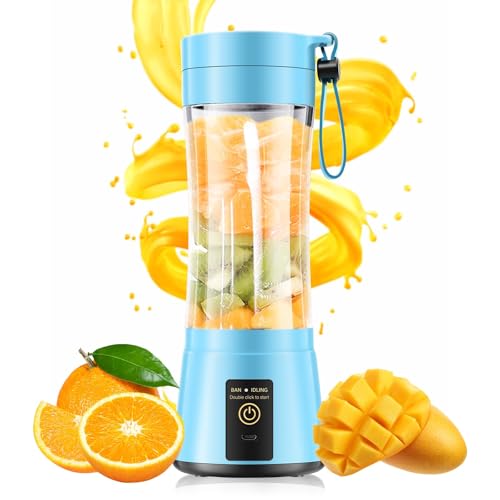 Image of Portable Blender Personal Size Blender Make Smoothies, 12oz Mini Travel Cup | BPA-Free Small Blender with High Blending Speed, 6 Steel Blades, Easy Clean, Freshly Squeezed in Sports /Office /Gym