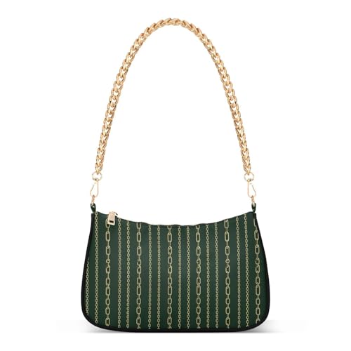 Sac à main tendance vert à chaîne dorée pour femme chic et pratique