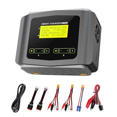 Hiyiton C6X2 Dual LiPo Battery Charger DC 240W 10A,Smart Balance Charger Discharger for LiPo/Li-ion/Life(1-6s) NiCd/NiMH/LiHV/PB,RC Car Battery Charger