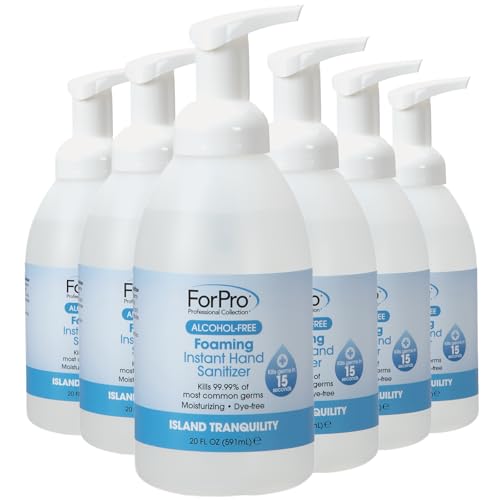 Image of ForPro Alcohol-Free Foaming Instant Hand Sanitizer, 20 Fl Oz (Pack of 6) - Moisturizing, Dye-Free Formula, Island Tranquility Scent
