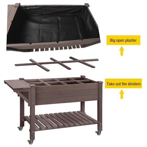 Aivituvin Raised Garden Bed on Wheels, Elevated Plant Boxes Outdoor Large with Grow Grid - with Large Storage Shelf 52.7" x 22" x 30" - Thumbnail 2
