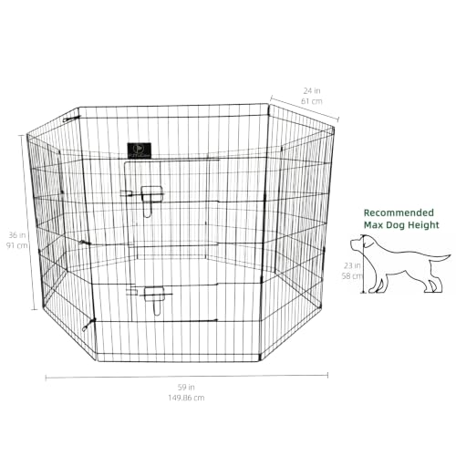 Image of PJYuCien Puppy Playpen with Top Cover & Bottom Pad, 8 Panels 36 inch H, Gray | 24 inchW, Medium Pet Safe Sanctuary, Foldable Octagonal Pen, Versatile, Indoor & Outdoor, Backyard Pasture, Protects Floors