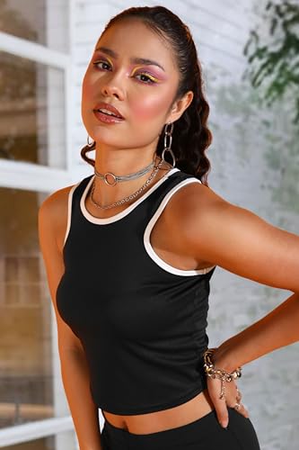 Image of POPWINGS Casual Solid Round-Neck Sleeveless Tank Top for Women || Trendy Western Summer Wear Women Tank Top || Trendy Crpp Tops for Women