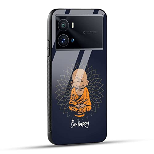 Image of NDCOM for iQOO 9 Pro 5G Back Cover Be Happy Printed Glass Case