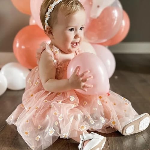Image of TotzTouch Baby Girls Knee-Length Dress | Frock Cami Strap Flared Printed Net Sleeveless Gown
