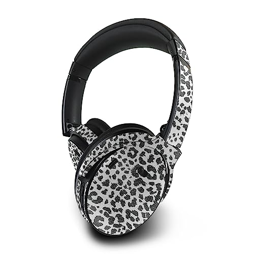 Image of MightySkins Glossy Glitter Skin Compatible with Bose QuietComfort 45 Headphones Snow Leopard Print | Protective, Durable High-Gloss Glitter Finish | Easy to Apply