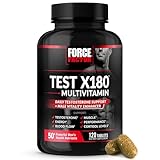 Force Factor Test X180 Multivitamin, Testosterone Support Multivitamin for Men with 50+ Nutritional Ingredients & 13 Essential Vitamins to Help Support Muscle, Strength, Energy & Vitality, 120 Tablets