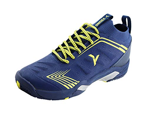 Young FUTURE02 Professional Racquetball, Volleyball, Badminton Court Shoes, Lightweight Breathable Outer Skin, Extra Cushioning Y-Energy Insole, TPU Support, Anti-Slip, Midnight Blue, 8.5 Men/10 Women